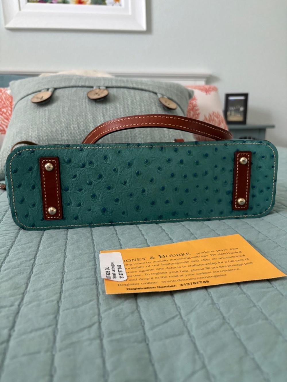 Dooney & Bourke Turquoise Small Lexington Bag - Picture 6 of 13